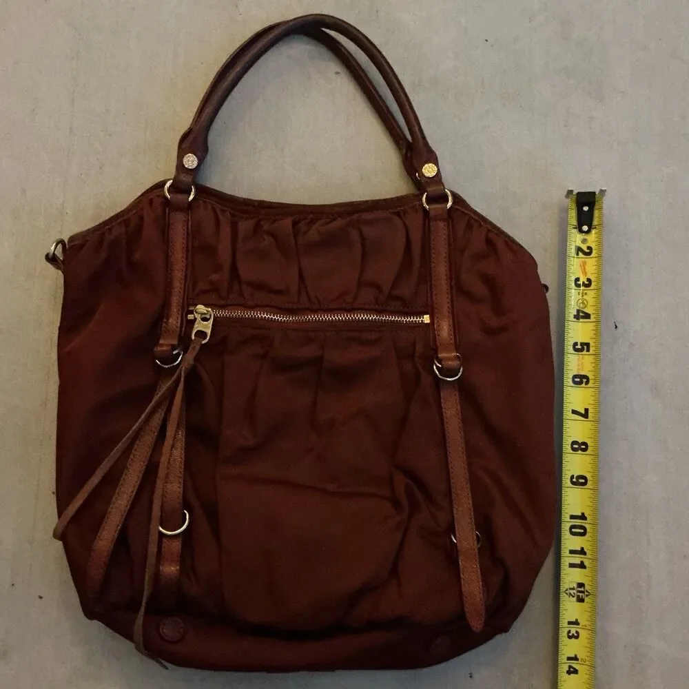 MZ Wallace New York Brown Nylon Leather Trim Large Tote Shoulder Bag